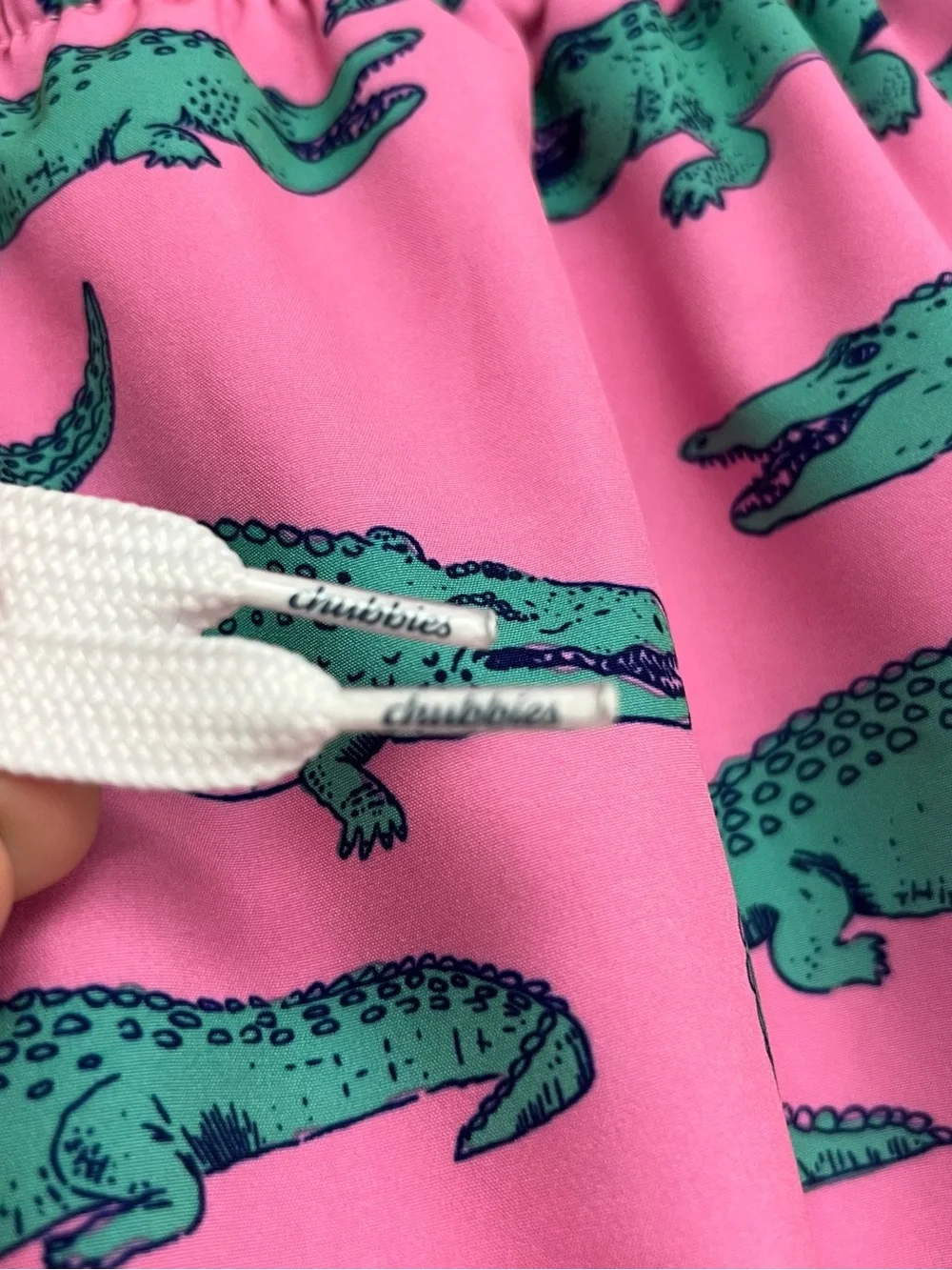 chubbies Pink Swim Trunks with Green Alligator Print